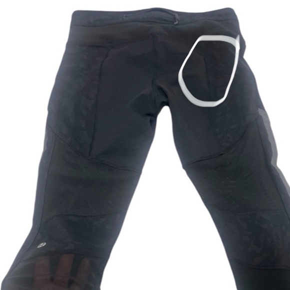 Lululemon pace mesh camo crop black cheetah print side reflective panels size 4 - Picture 7 of 16